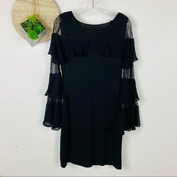 WHBM RUFFLE LACE BLACK SHIFT DRESS Size XS - Picture 3 of 10